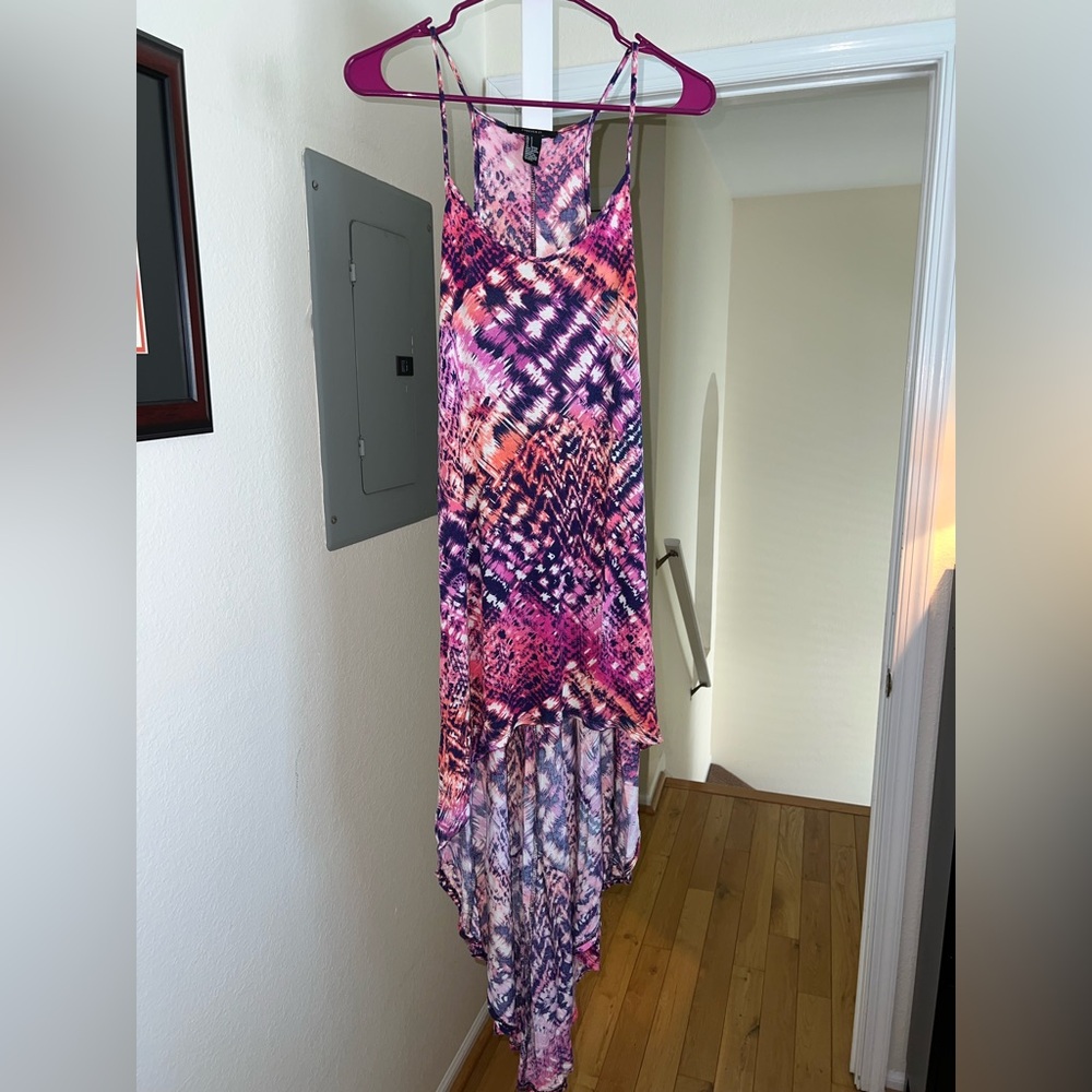Forever 21 Pink and Purple Patterned High-Low Dress - Picture 2 of 4